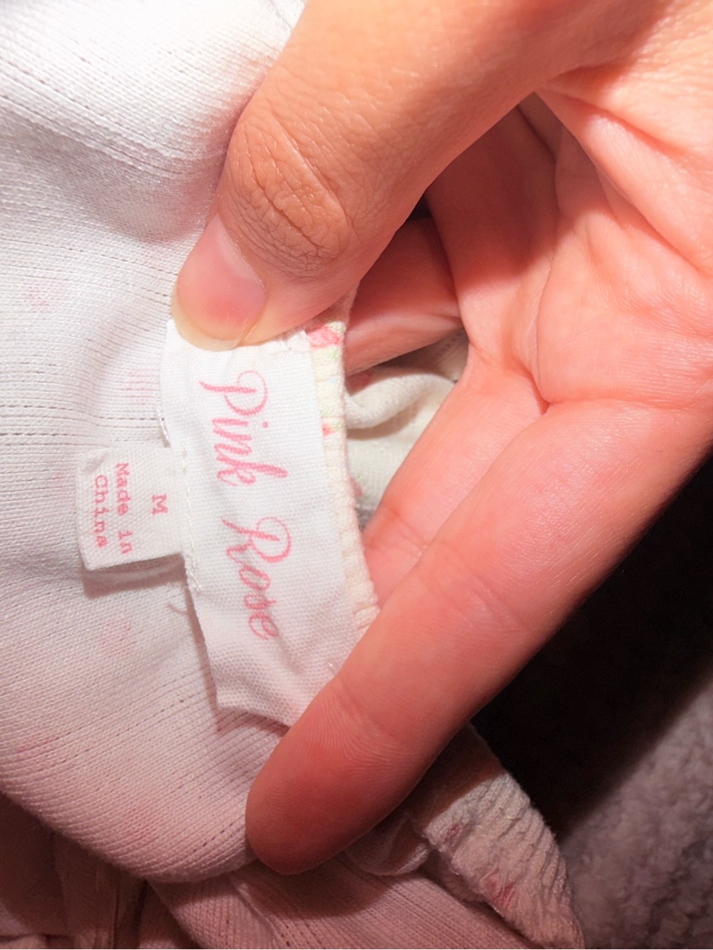 Pink Rose Cream Camisole with Pink floral Print and blue dots - Picture 8 of 8